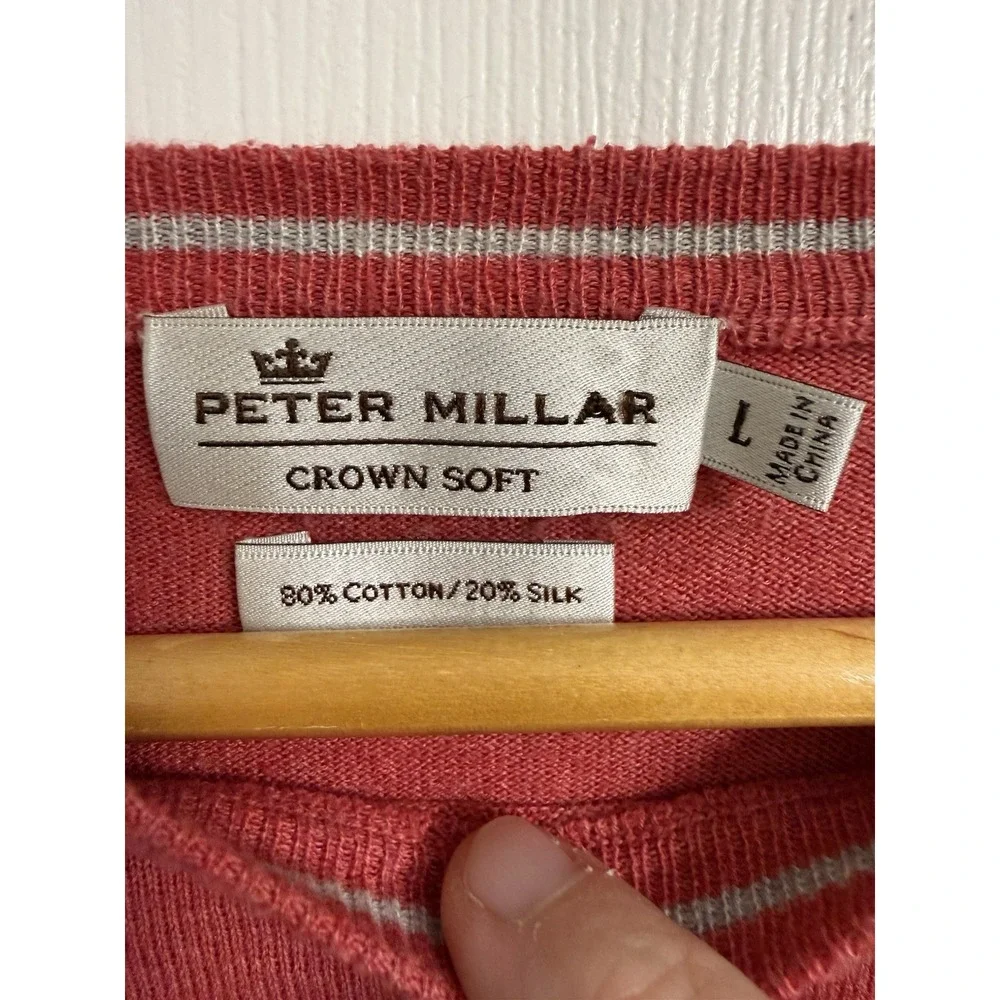 Peter Millar Crown Soft Sweater Men's L Red Pullover Cotton Silk Buisness Casual